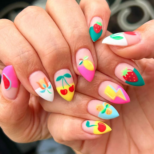 Artistic Fruit-Themed Press-On Nails Bowlift