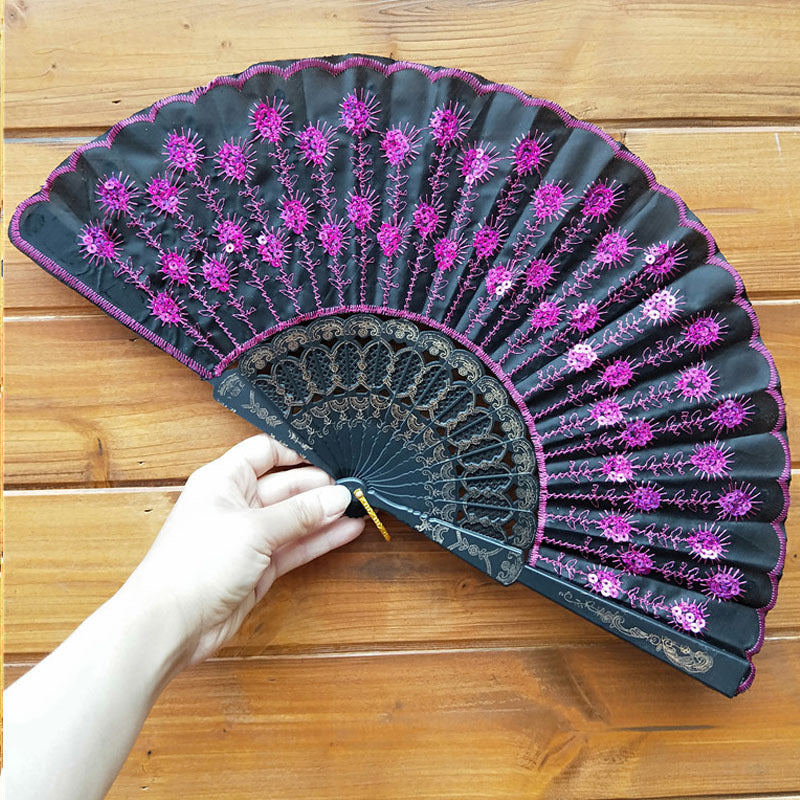 Women's high-quality lace fan with artistic floral motifs Bowlift