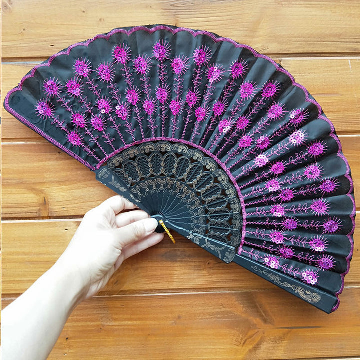 Women's high-quality lace fan with artistic floral motifs Bowlift