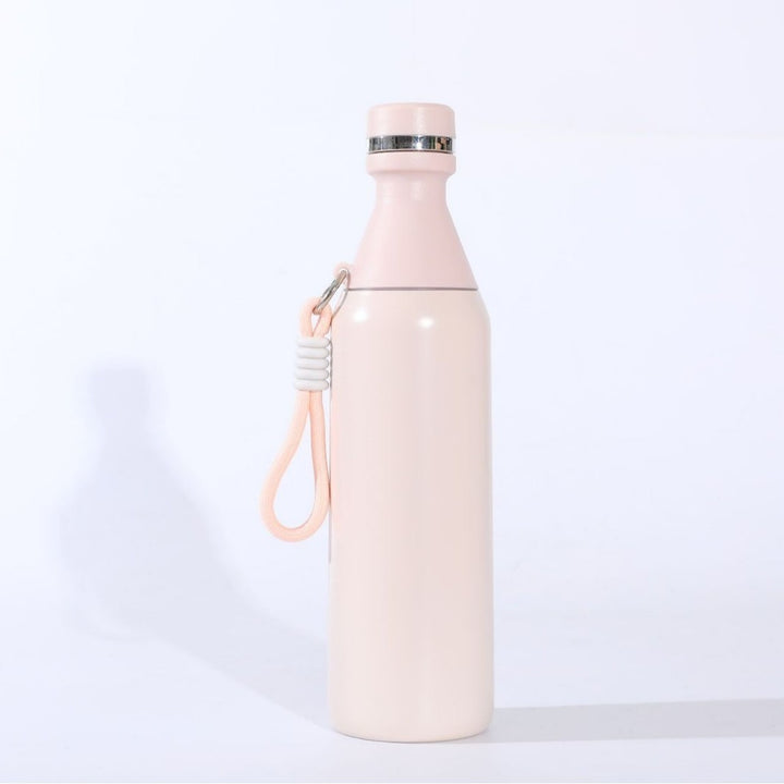 Ladies insulated stainless steel drinking bottle with practical carrying handle Bowlift