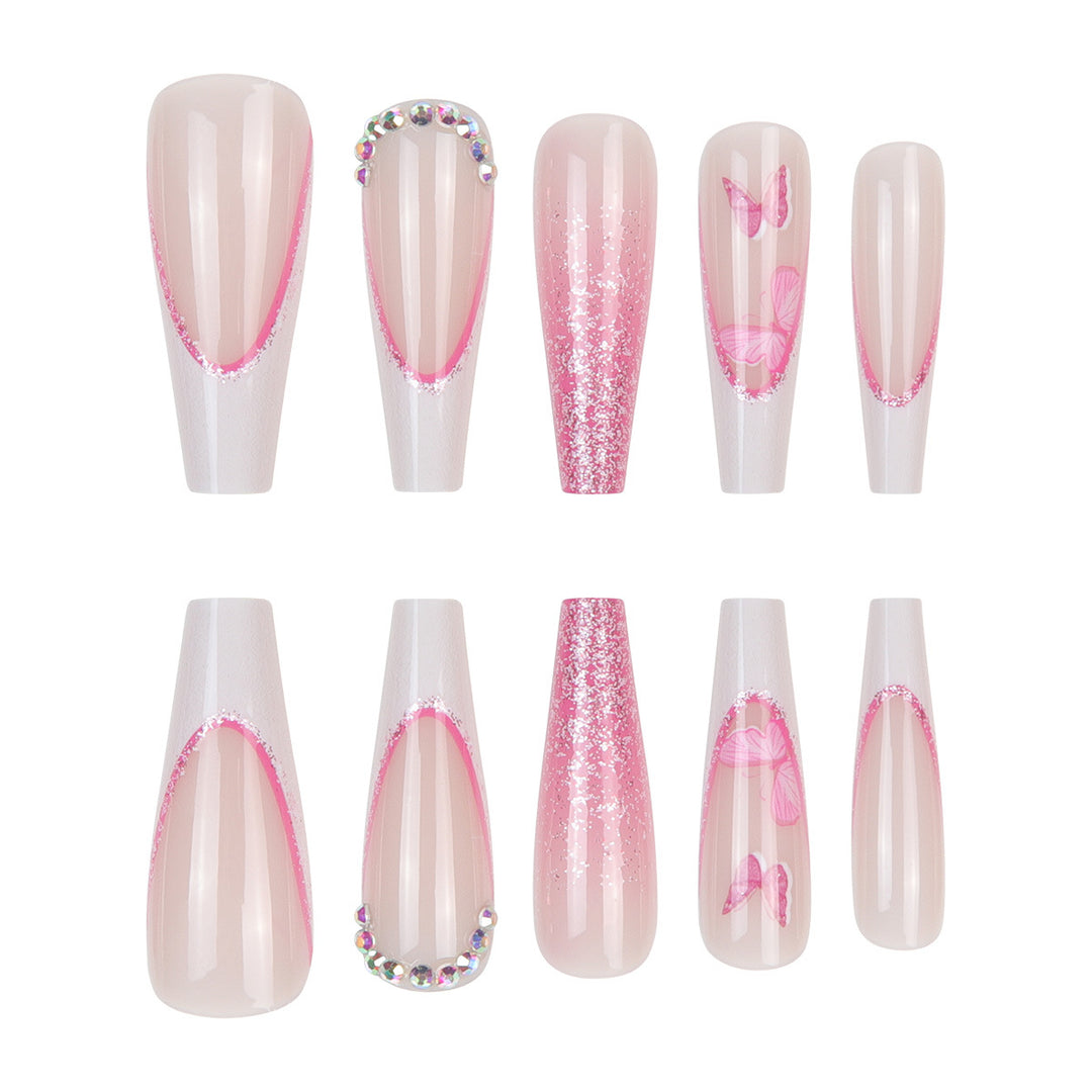 Elegant Floral Stiletto Press-On Nails Bowlift