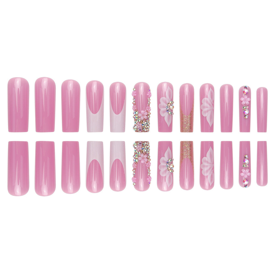 Decorative Floral Long Stiletto Nails Bowlift