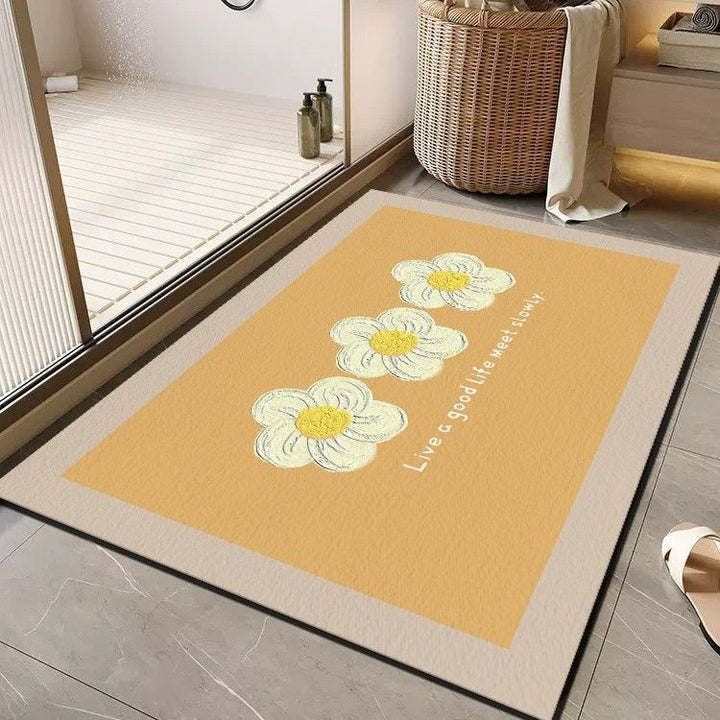Cheerful Floral Message Bath Mat Bowlift