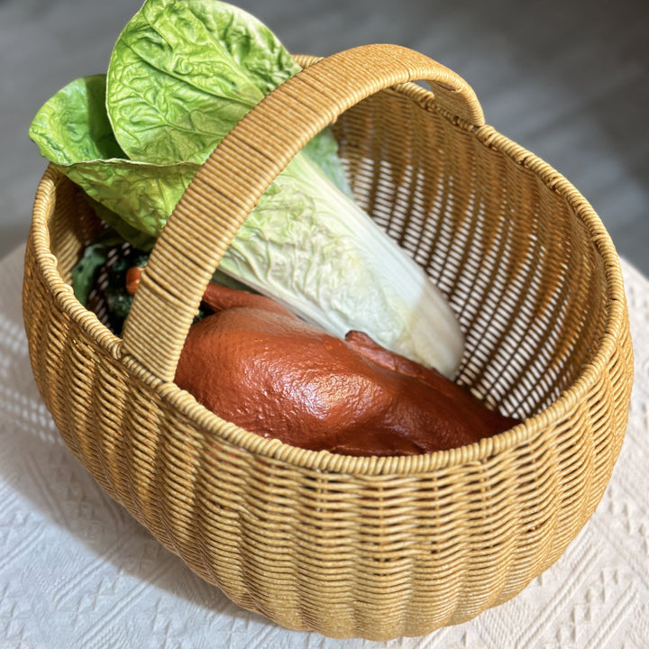 Elegant Woven Picnic Basket Bowlift