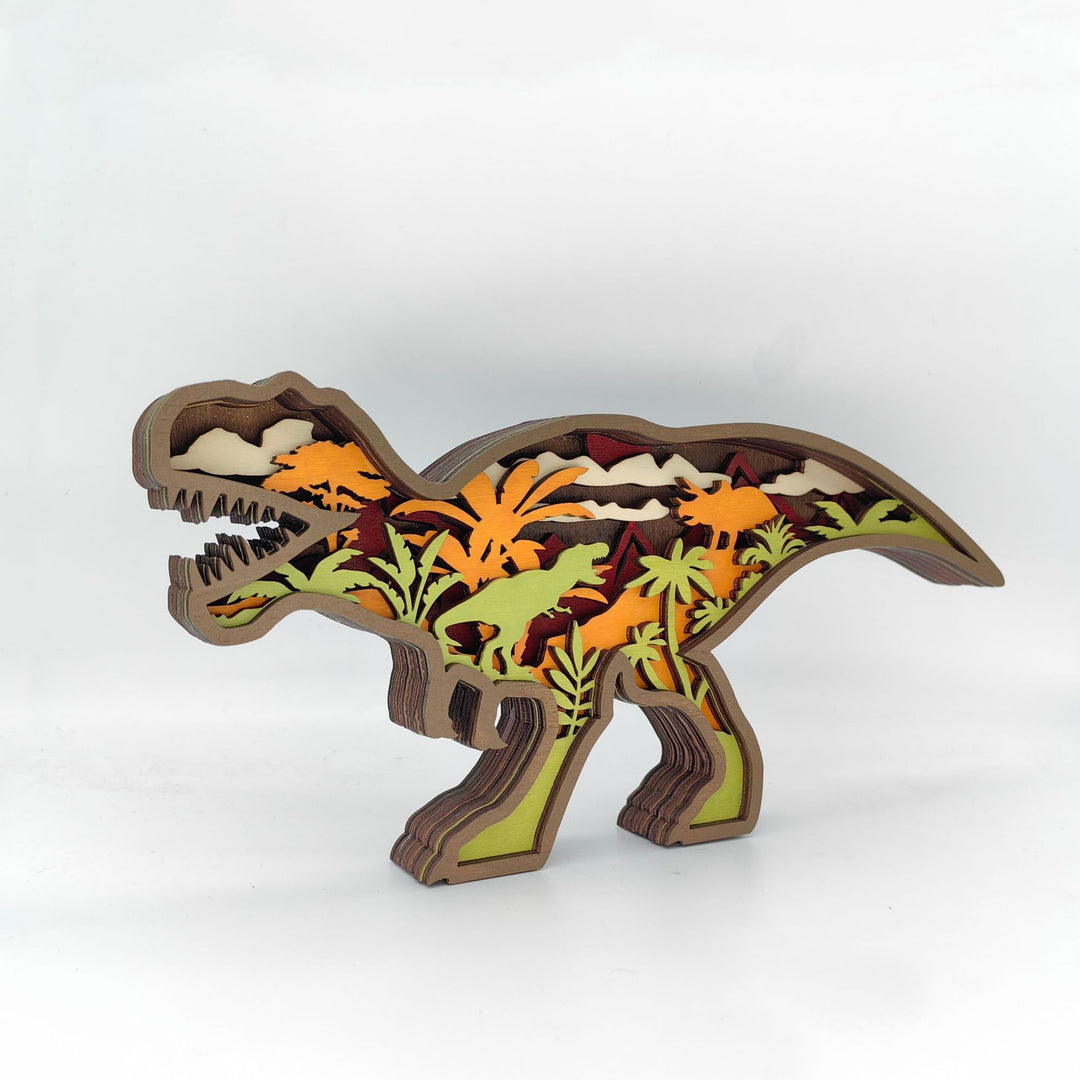 Layered Wooden Dinosaur Decorative Sculpture Bowlift