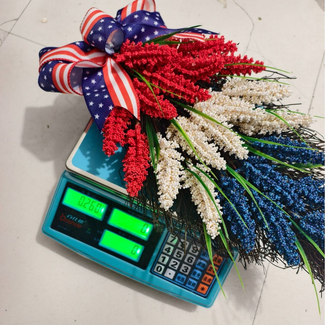 Unisex nan patriotic hanging decoration for door and wall made of artificial flowers with ribbon Bowlift