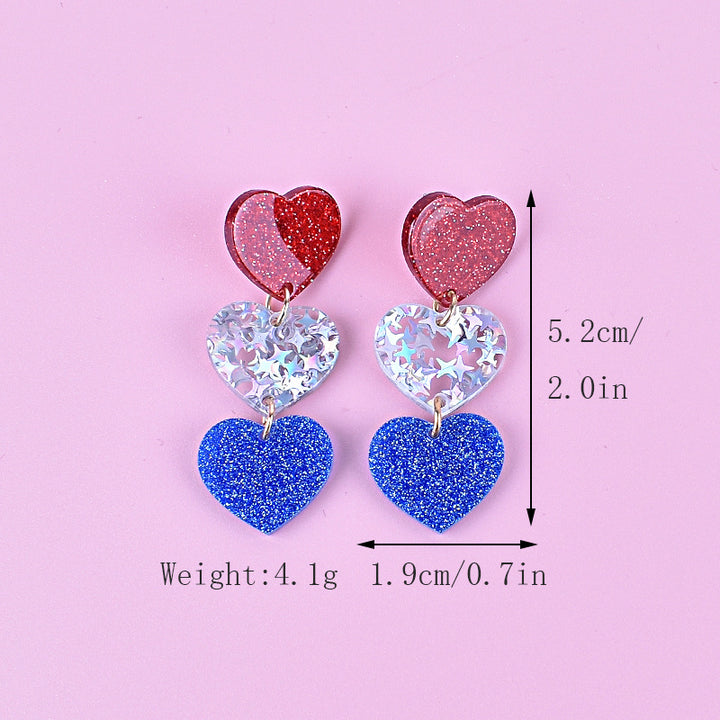 Women's nan triple star dangle glitter resin earrings with hypoallergenic hooks Bowlift