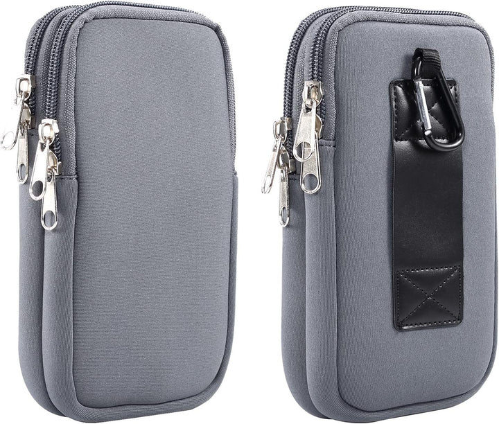 Protective Neoprene Phone Belt Pouch with Double Zip and Carabiner Bowlift