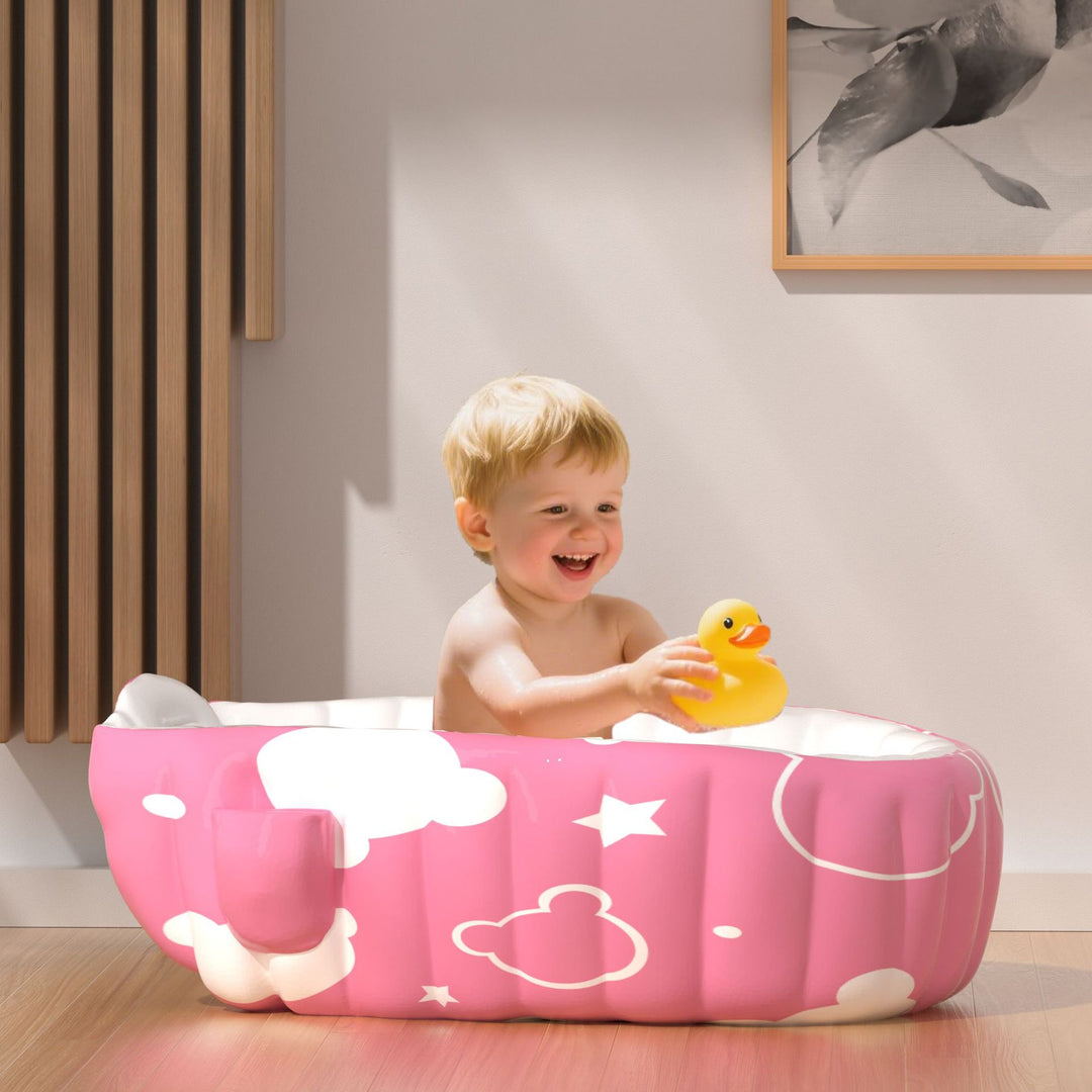 Unisex Inflatable Comfort Bathtub with Side Shelves Bowlift