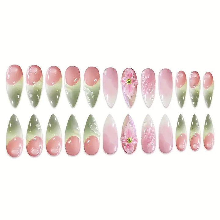 Artistic Floral 3D Press-On Nail Art Bowlift