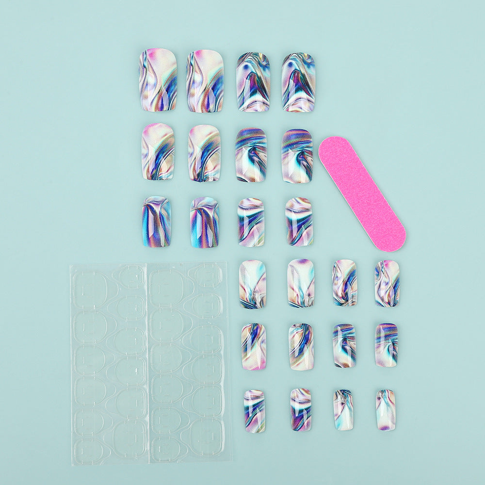 Artificial nail set in modern marble design Bowlift