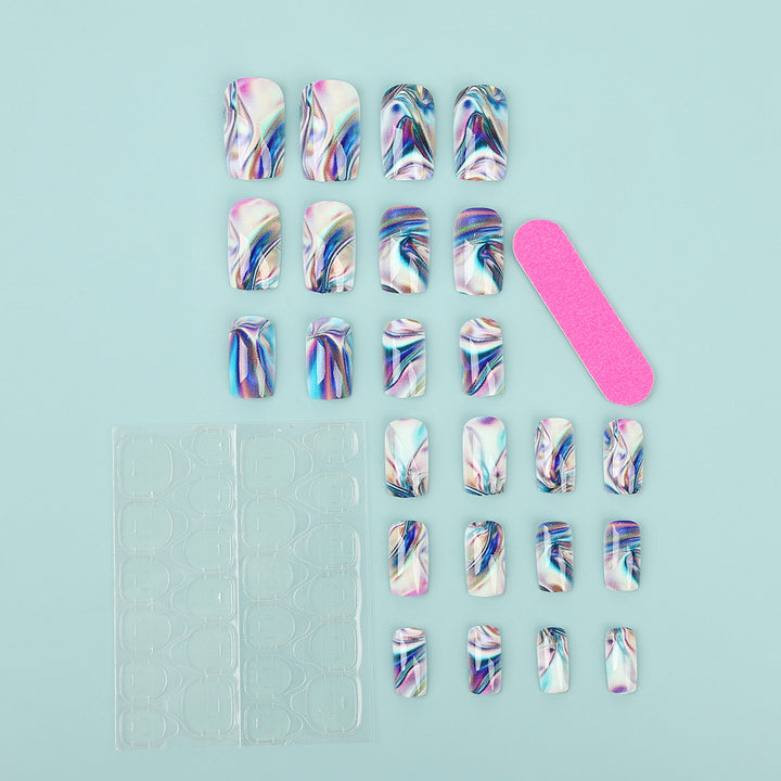 Artificial nail set in modern marble design Bowlift