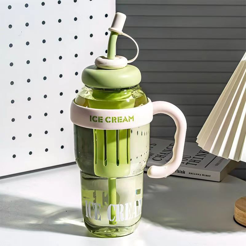 Women's multifunctional drinking container with integrated straw and sieve cup Bowlift