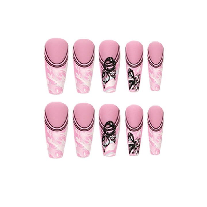 Artificial nail art with delicate butterfly designs Bowlift