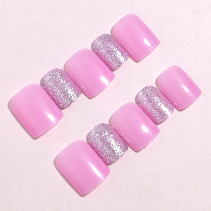 Decorative Press-On Nail Set with Glitter Accents Bowlift
