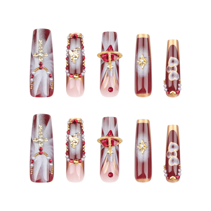 Artistic Nail Art with Glitter and Heart Designs Bowlift