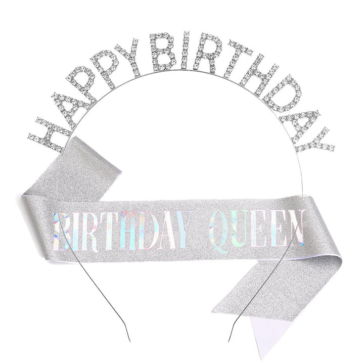 Ladies Glitter Headband with "Happy Birthday" Inscription Bowlift