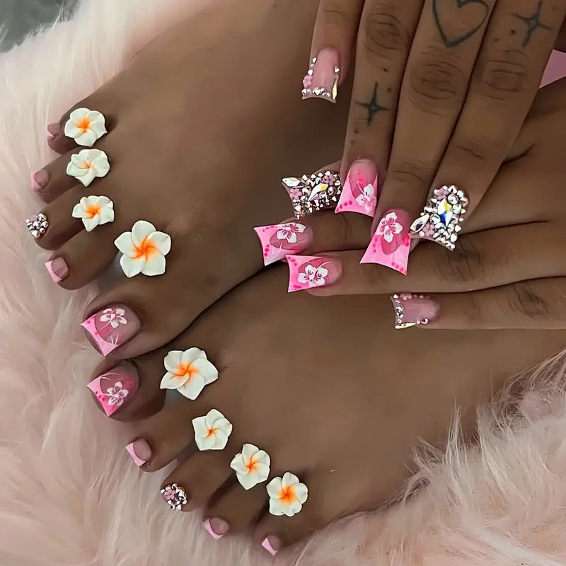 Floral Art Press-On Nail Set Bowlift