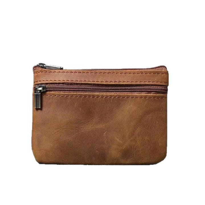 Compact Leather Zippered Coin Pouch Bowlift