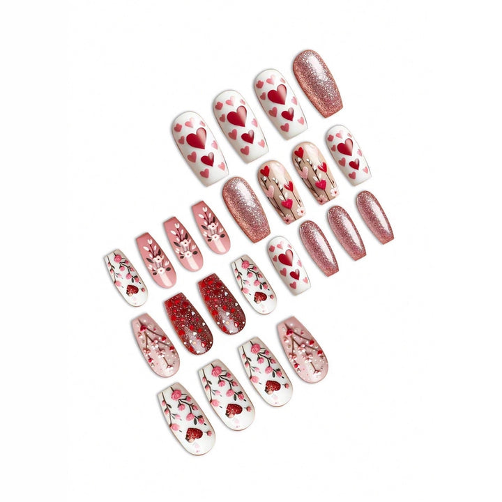 Heart-Themed Decorative Press-On Nail Art Bowlift