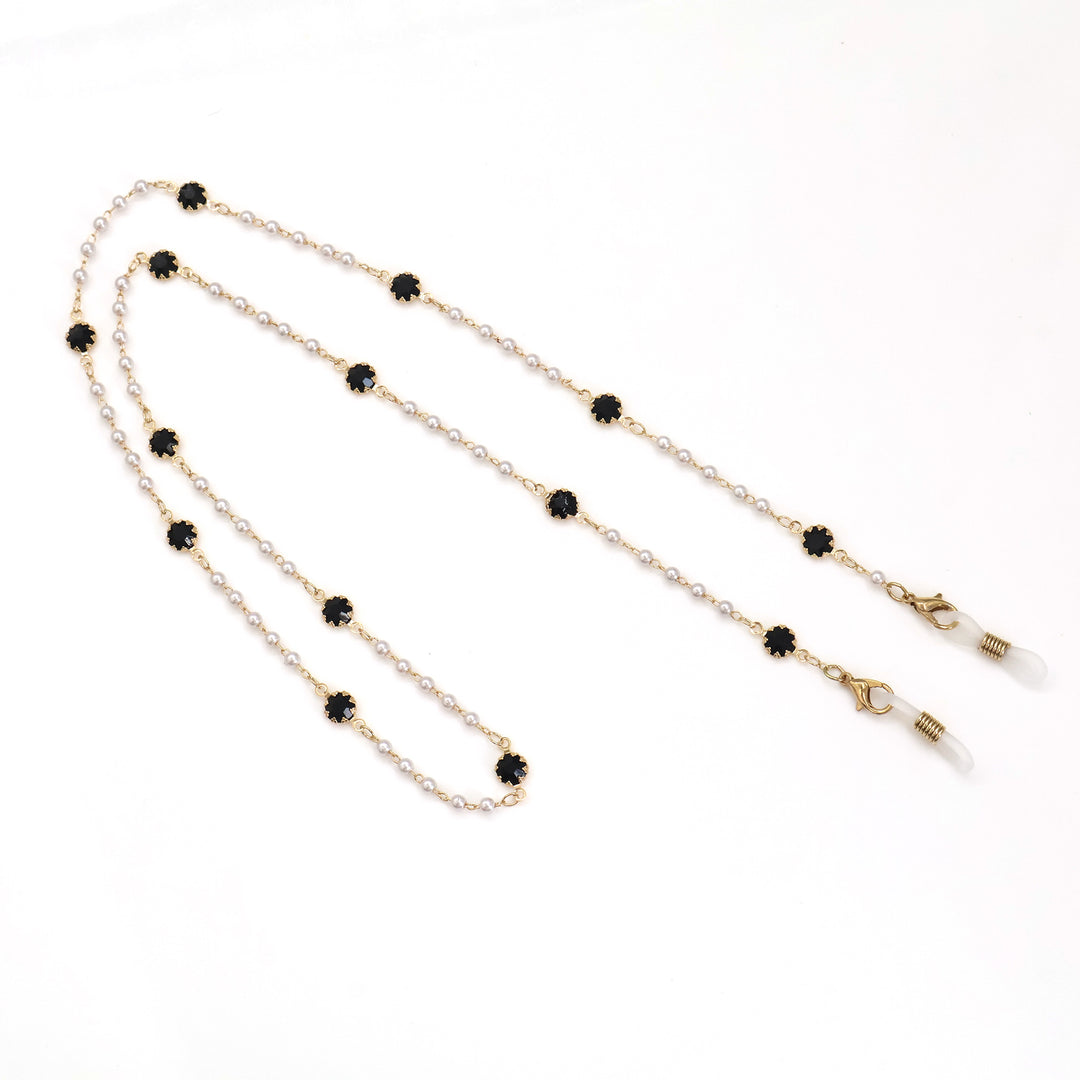 Elegant Pearl and Crystal Eyewear Chain Bowlift