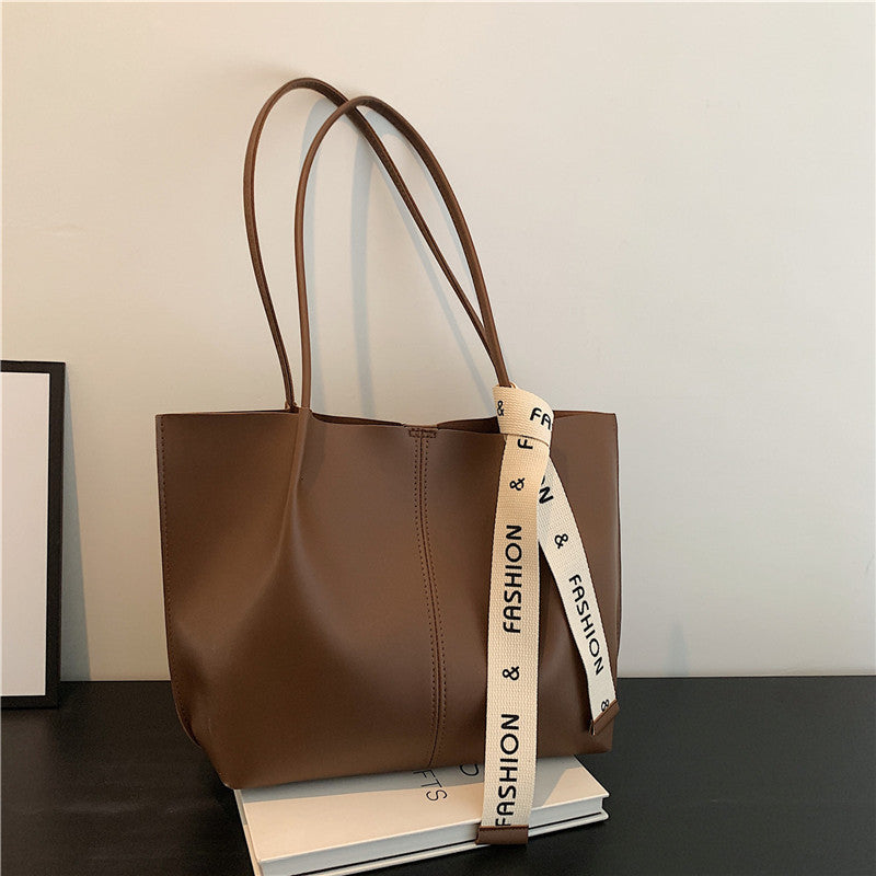 Stylish Faux Leather Tote Bag with Textured Strap