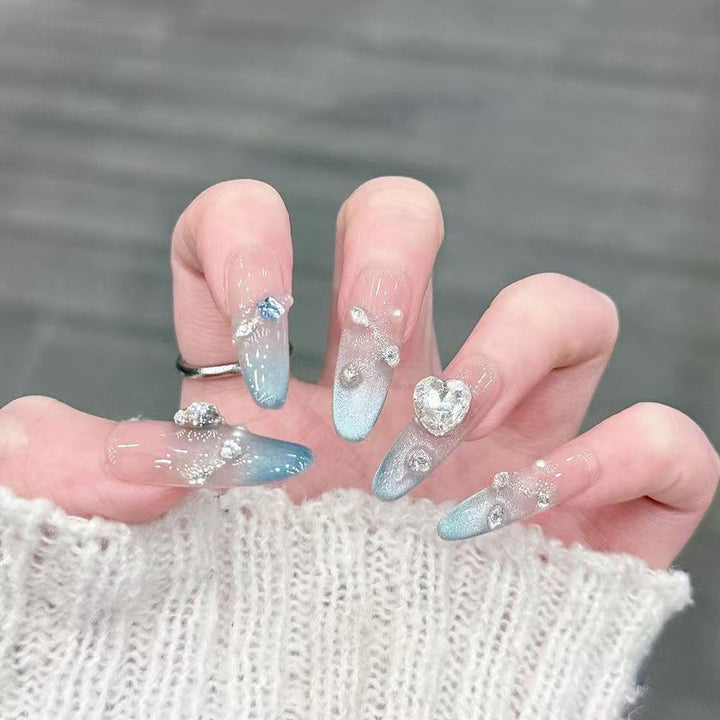 Premium Decorative Rhinestone Press-On Nail Set Bowlift