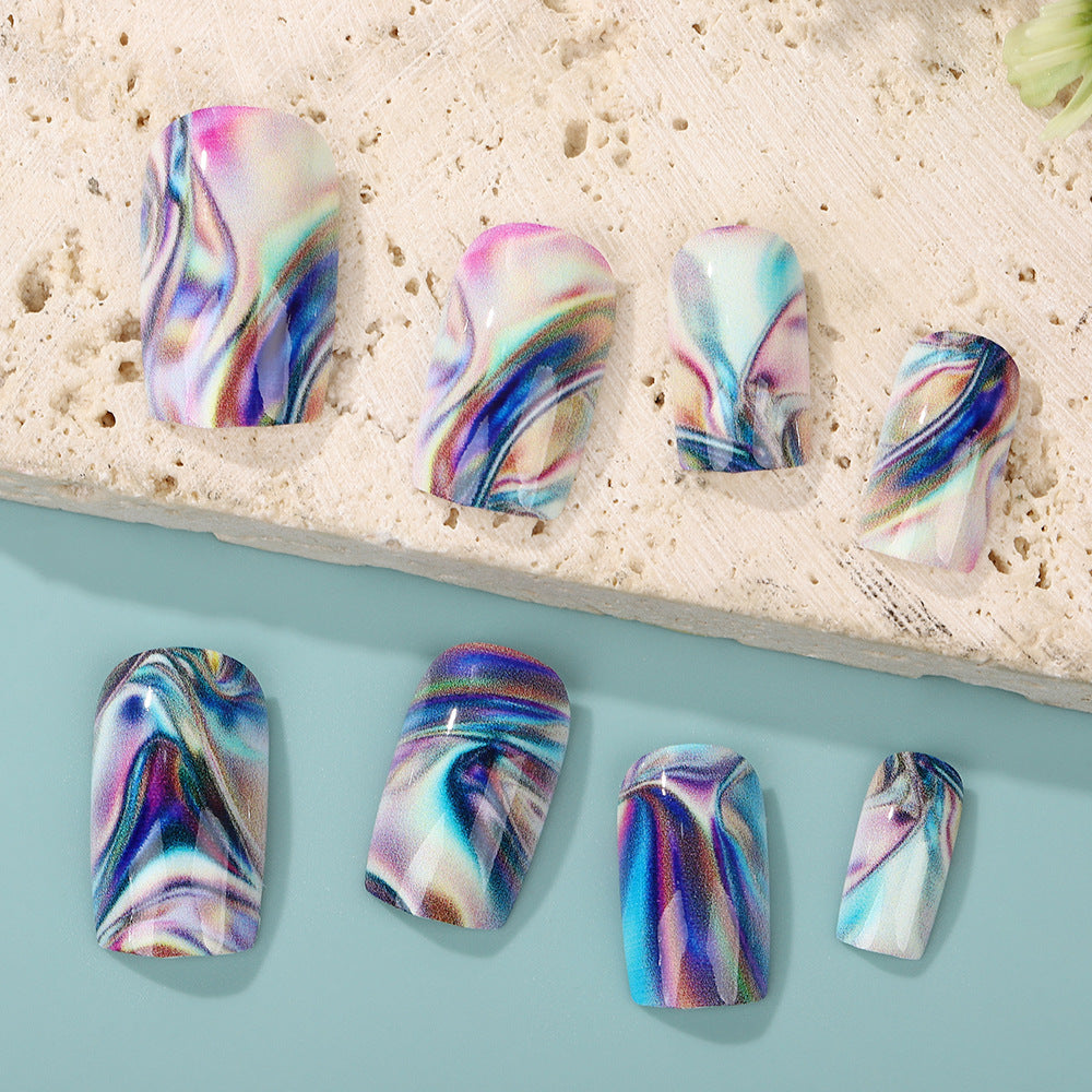Artificial nail set in modern marble design Bowlift