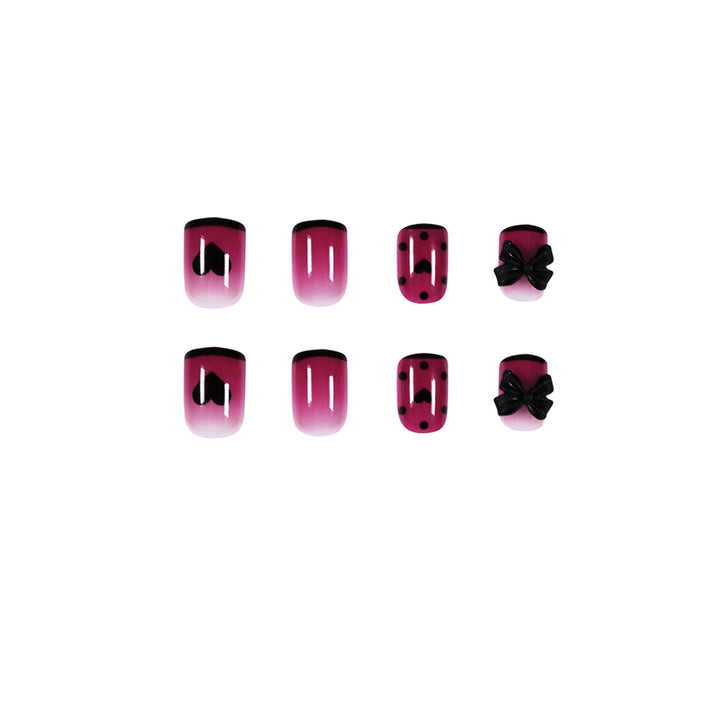 Artistic nail extensions with cute bow and heart designs Bowlift