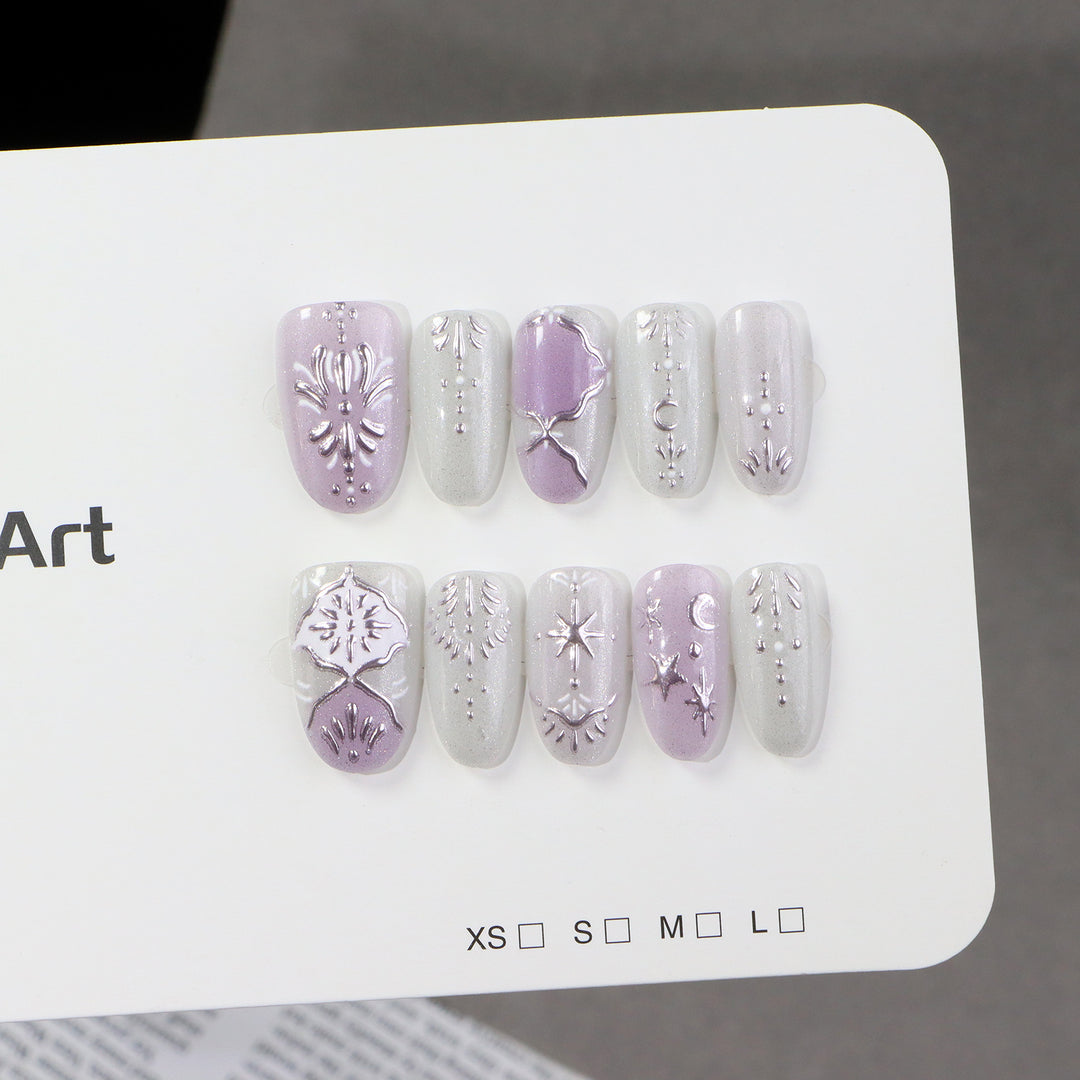 Decorative Metallic Press-On Nail Art Set Bowlift