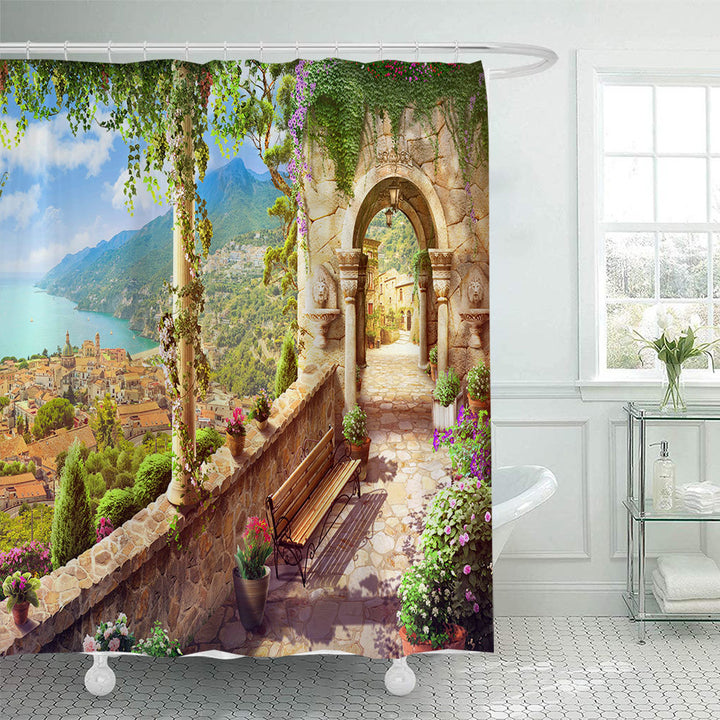 Floral Lane-Inspired Shower Curtain Bowlift