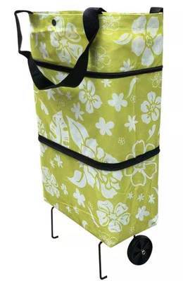 Flower Shopping Cart Bag With Reinforced Wheels And Double Front Pockets