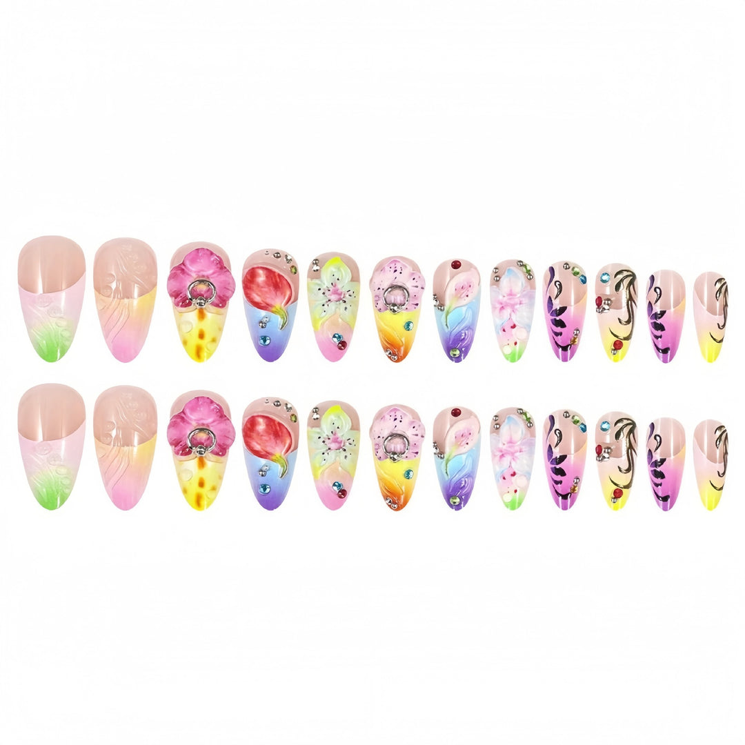 Artistic 3D Floral Nail Extensions Bowlift