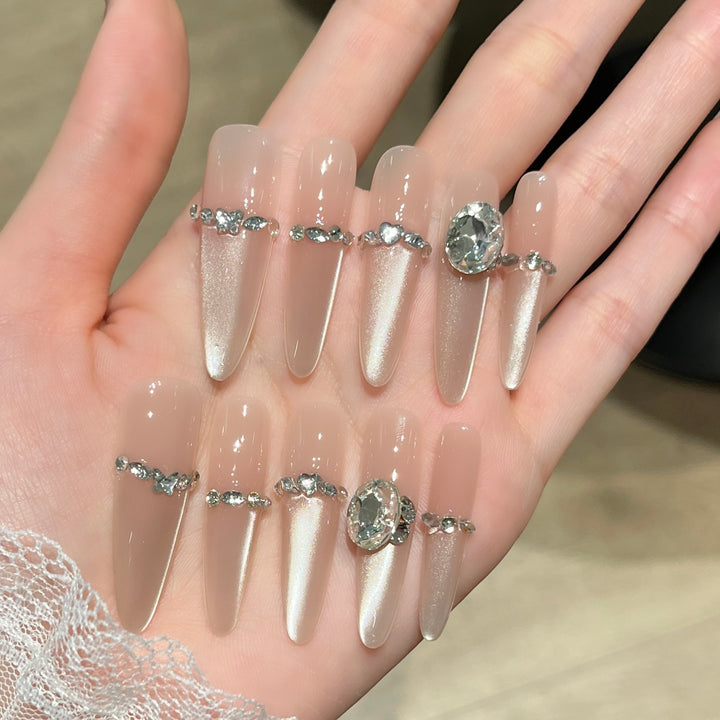 Luxury Rhinestone-Embellished Press-On Nail Set Bowlift