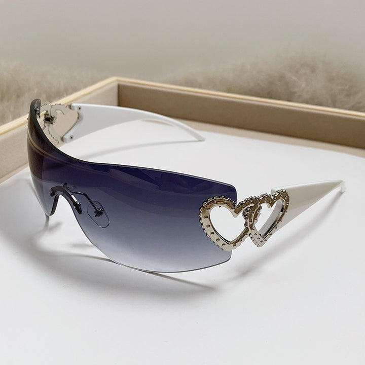 Ladies Designer Sunglasses with Luxurious Heart Accent Bowlift