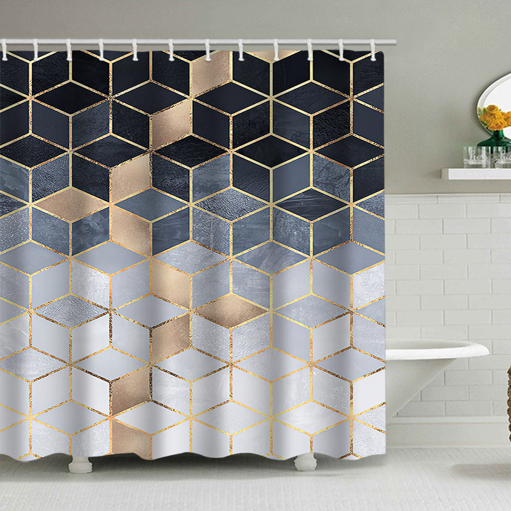 Textured Mosaic Pattern Shower Curtain Bowlift