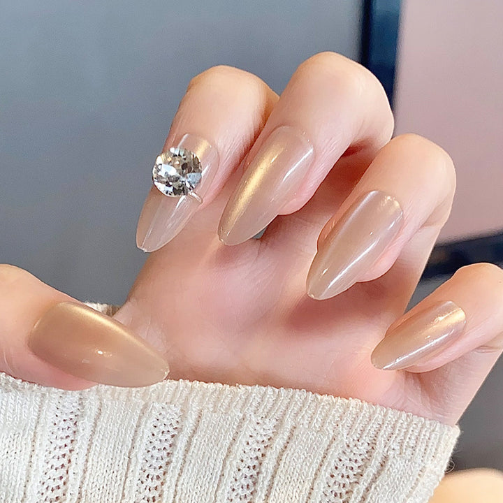 Glamorous Press-On Nail Set with Decorative Gemstone Accents Bowlift