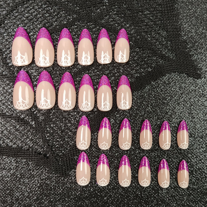Artistic Spiderweb Press-On Nail Set Bowlift