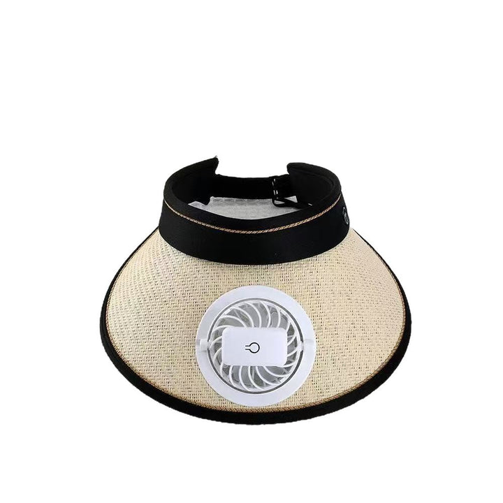 Breathable sun visor with detachable front fan and adjustable neck strap Bowlift