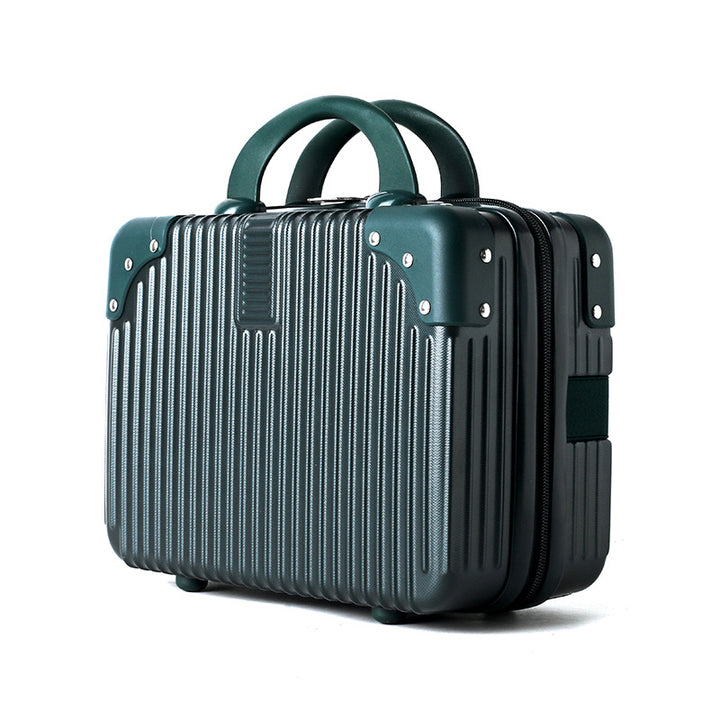 hard-shell travel cosmetic case with double-zip closure top handle and protective feet Bowlift