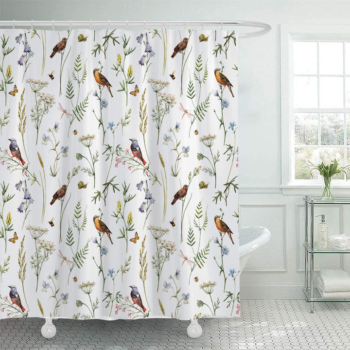 Artistic Nature-Themed Shower Curtain Bowlift
