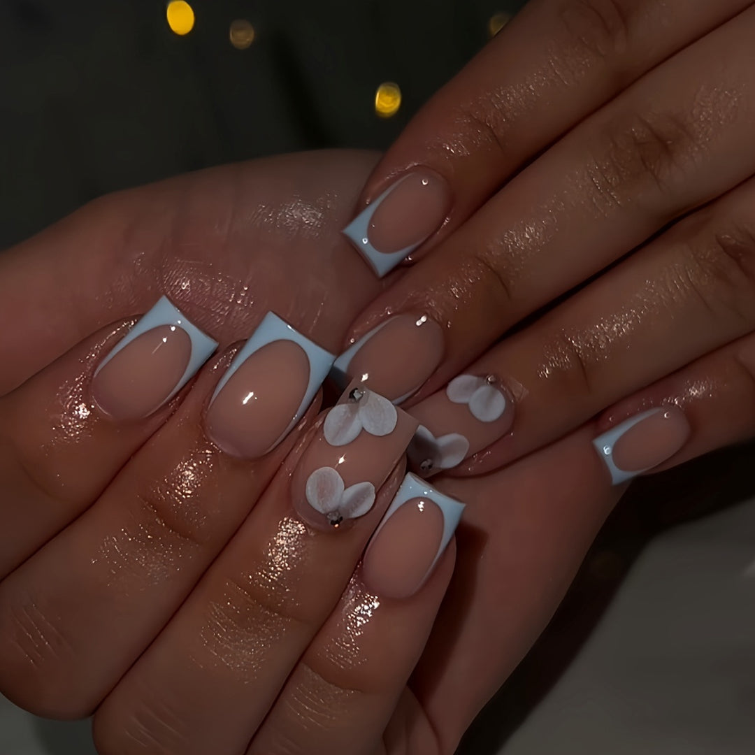 Artistic Floral Acrylic Press-On Nails Bowlift