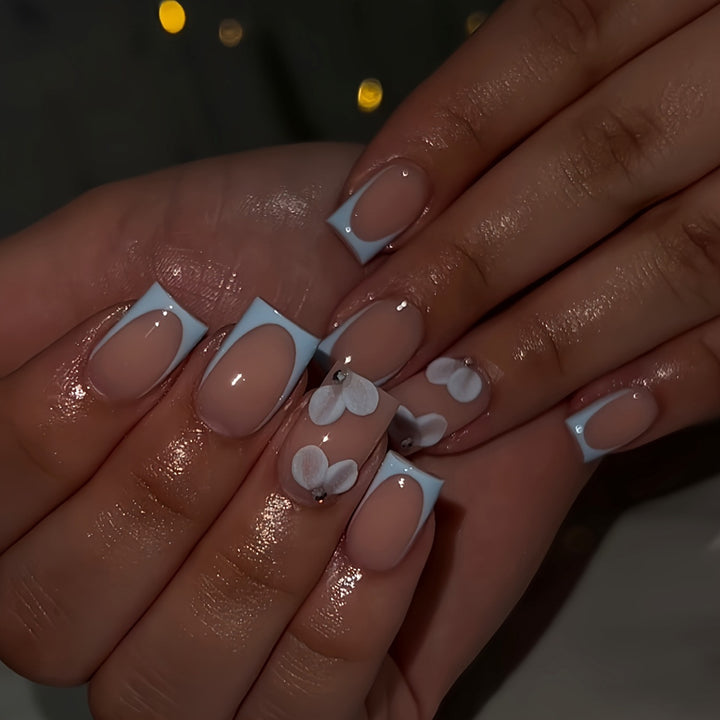 Artistic Floral Acrylic Press-On Nails Bowlift