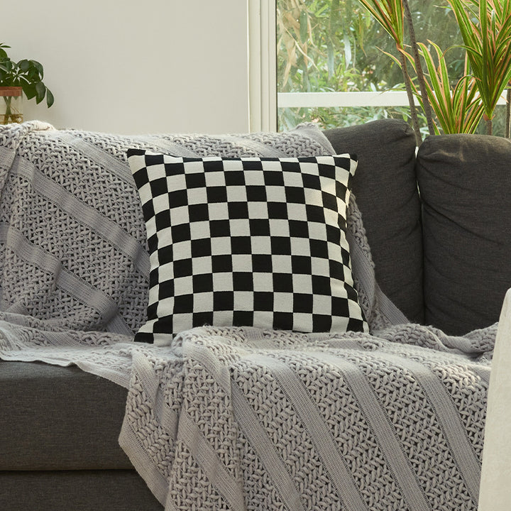 Cozy Checkered Throw Cushion