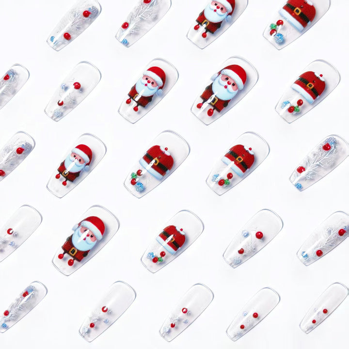 Artificial nails in festive Christmas design Bowlift