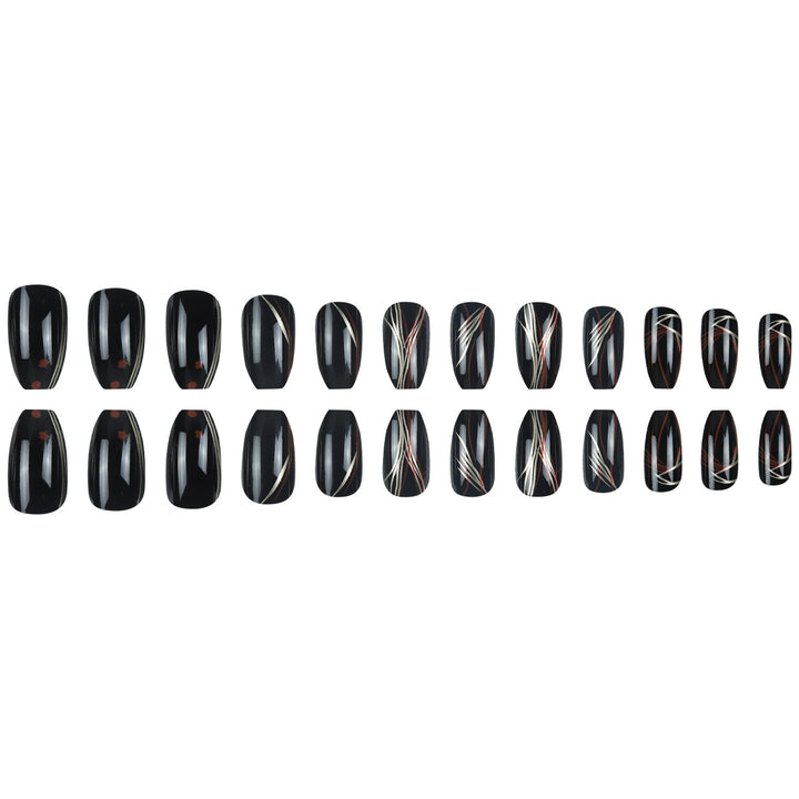 Stylish Stiletto Press-On Nails with Abstract Design Bowlift