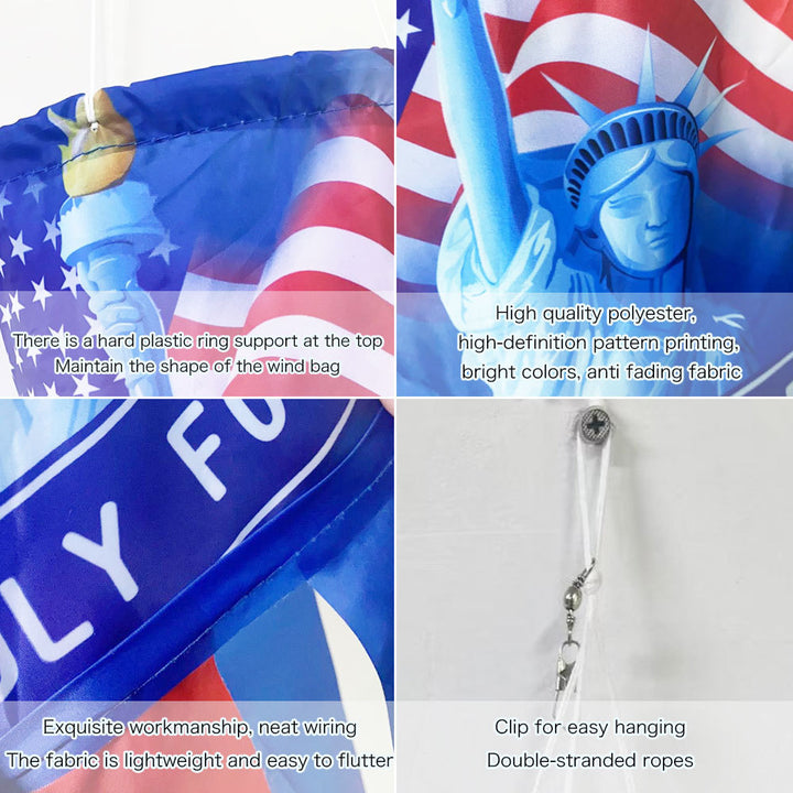 Unisex nan tubular windsock wind streamer with long ribbon tails and swivel hook Bowlift