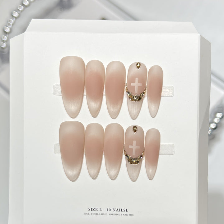 Elegant Stiletto Press-On Nail Art Set with Crystal Accents Bowlift