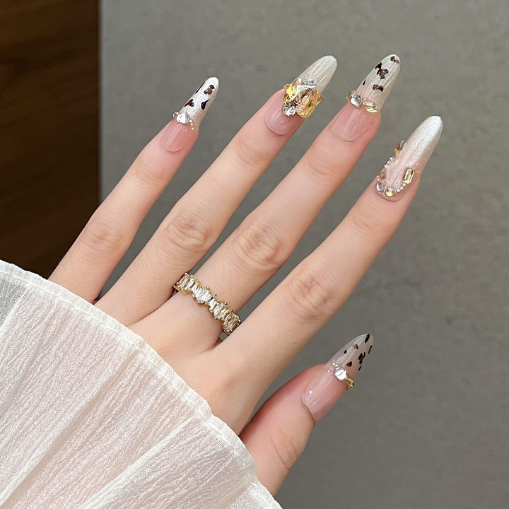 Decorative Press-On Nail Extensions with Gem Accents Bowlift