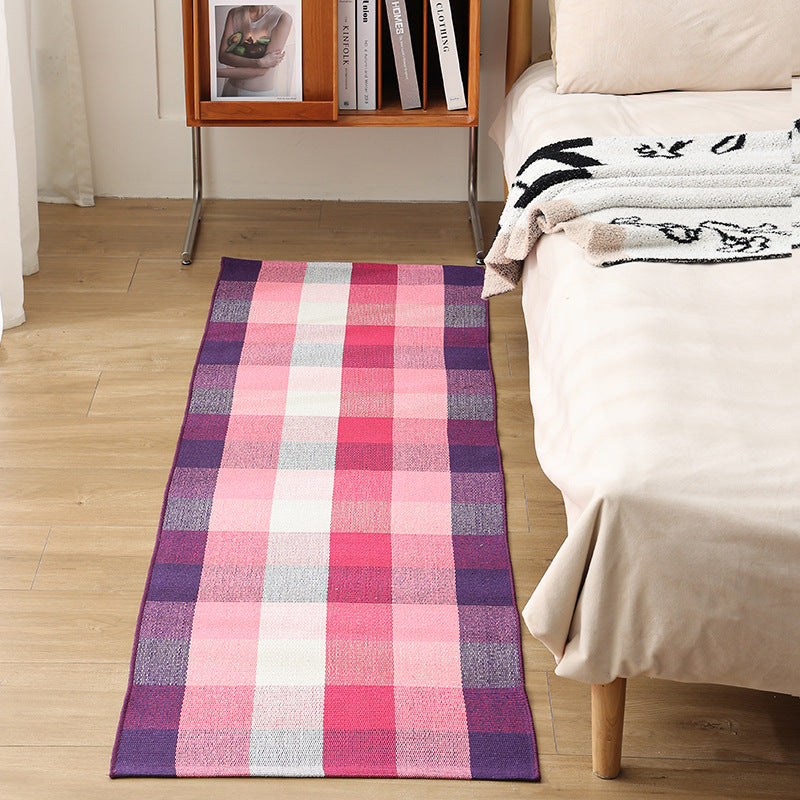 Flat woven bed runner and carpet runner with vibrant checked design Bowlift
